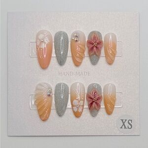 Hibiscus Tropical Glitter 3D Nails